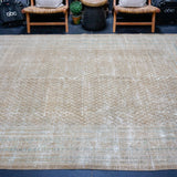 6’10 x 10’7 Classic Vintage Rug Muted Camel Brown, Sea & Turquoise Blue '5077