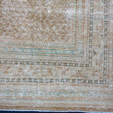 6’10 x 10’7 Classic Vintage Rug Muted Camel Brown, Sea & Turquoise Blue '5077
