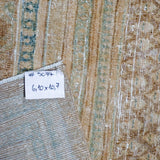 6’10 x 10’7 Classic Vintage Rug Muted Camel Brown, Sea & Turquoise Blue '5077