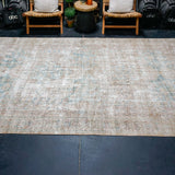 6’6 x 10’4 Classic Vintage Rug Muted Mocha & Turquoise Blue
