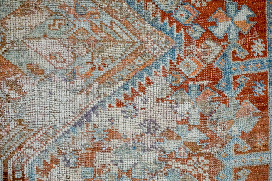 5’ x 9’ Classic Vintage Rug Muted Salmon, Copper + Blue Carpet