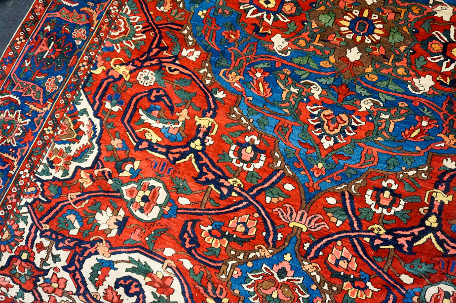 10’6 x 13’3 Classic Antique Rug Red, Indigo, Cream &  Green