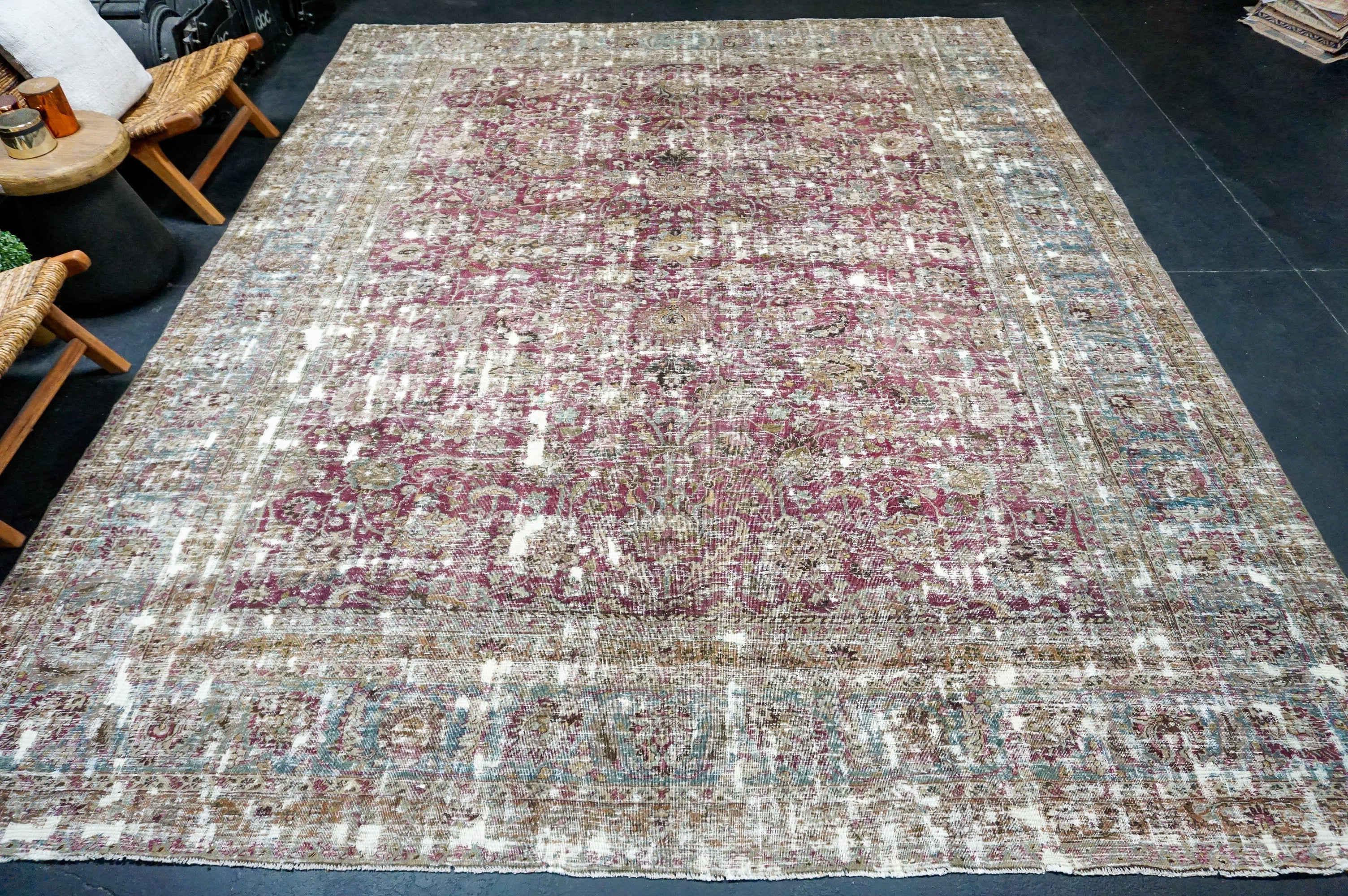 Fuchsia Color Rugs 10’ x 12’5 Classic Vintage Rug Muted Fuchsia, Turquoise + Gray – Linda ...