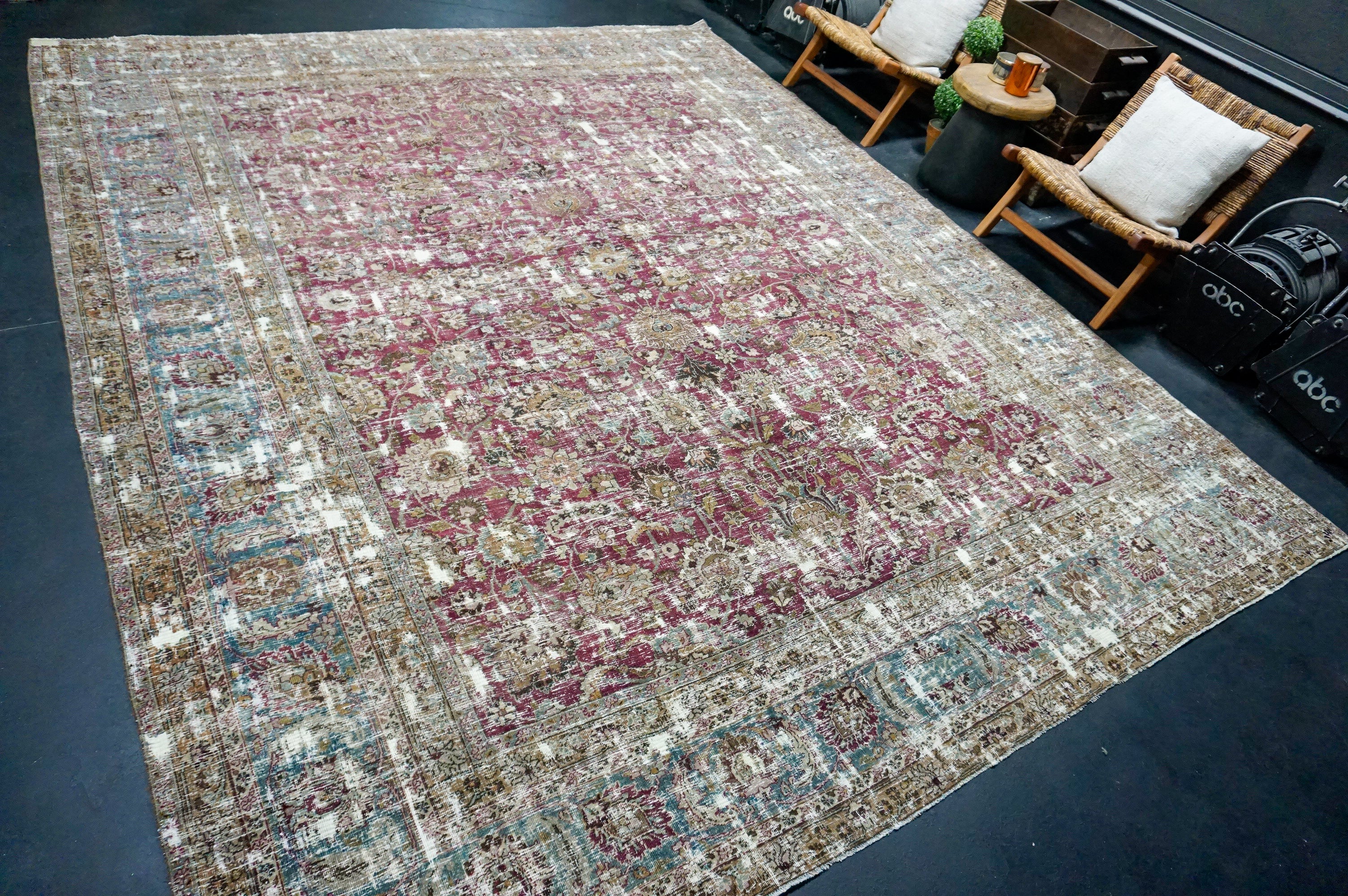 Fuchsia Color Rugs 10’ x 12’5 Classic Vintage Rug Muted Fuchsia, Turquoise + Gray – Linda ...