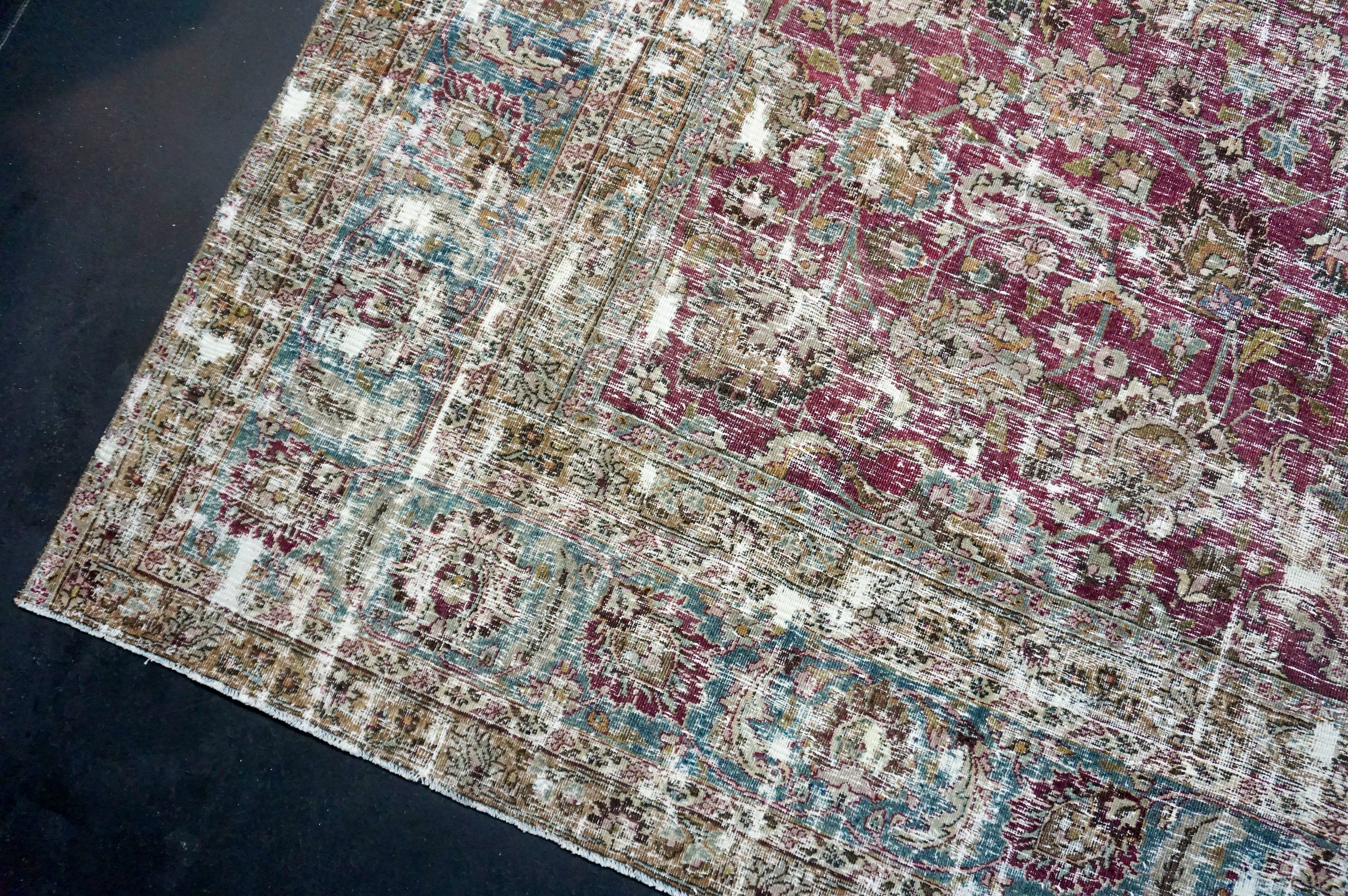 Fuchsia Color Rugs 10’ x 12’5 Classic Vintage Rug Muted Fuchsia, Turquoise + Gray – Linda ...