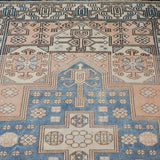 3’6 x 5’1 Milas Rug Muted Denim Blue, Blush Beige and Cream Vintage Carpet