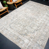 8’4 x 11’8 Classic Antique Rug Muted Gray, Black & Brass