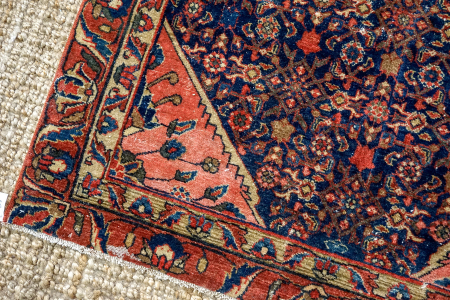 3’11 x 5’9 Classic Vintage Rug Navy Blue, Red + Tan Carpet