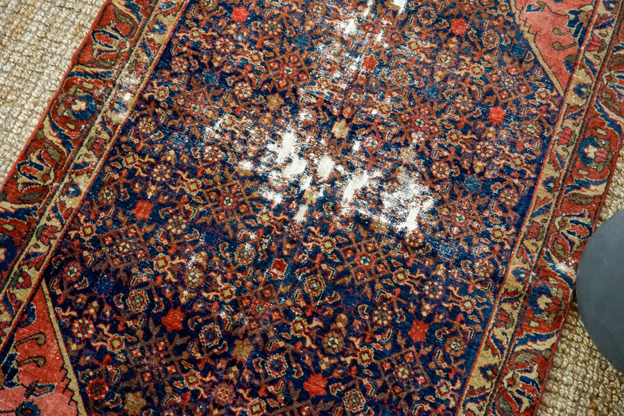 3’11 x 5’9 Classic Vintage Rug Navy Blue, Red + Tan Carpet