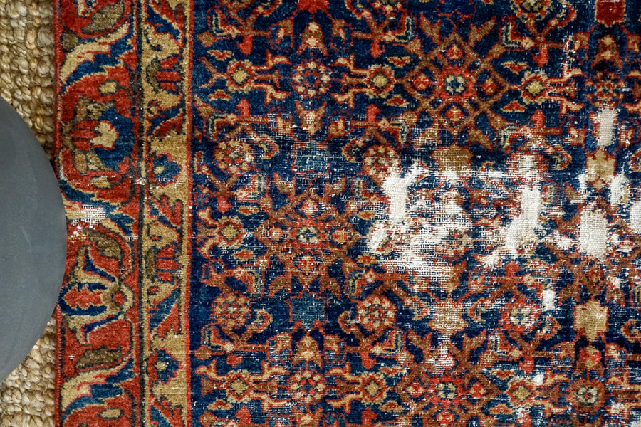 3’11 x 5’9 Classic Vintage Rug Navy Blue, Red + Tan Carpet