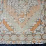 3’1 x 10’ Vintage Turkish Runner Muted Gray-Beige and Copper '3018