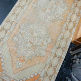 3’1 x 10’ Vintage Turkish Runner Muted Gray-Beige and Copper '3018