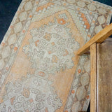 3’1 x 10’ Vintage Turkish Runner Muted Gray-Beige and Copper '3018