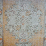3’1 x 10’ Vintage Turkish Runner Muted Gray-Beige and Copper '3018