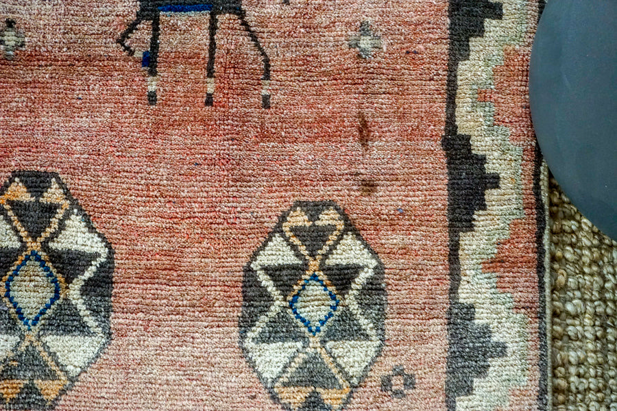 3’7 x 5’9 Classic Vintage Rug Muted Red, Brown + Blue Carpet