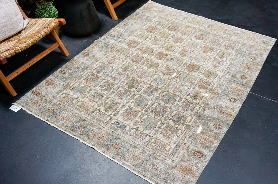 5’ x 6’5 Classic Vintage Rug Muted Green, Blue & Copper SB