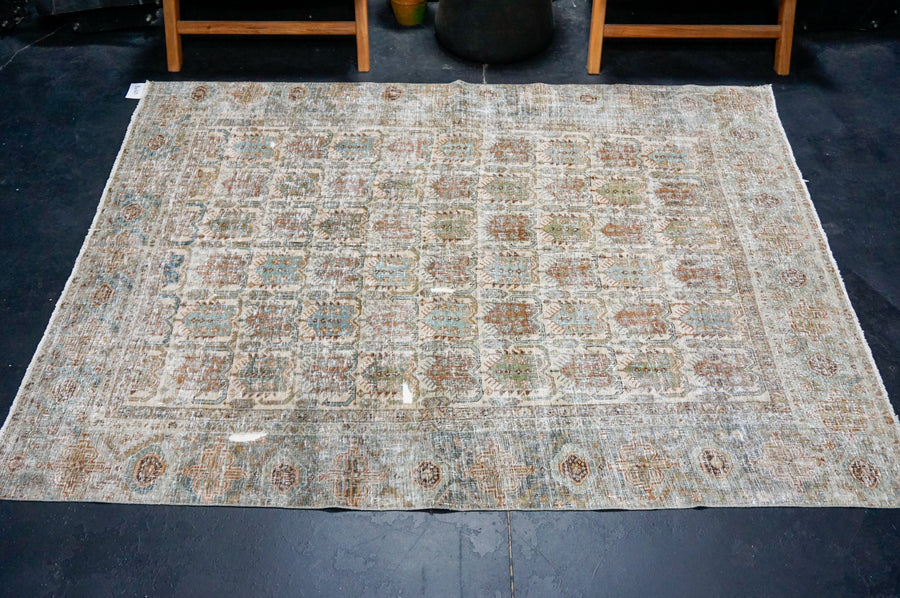 5’ x 6’5 Classic Vintage Rug Muted Green, Blue & Copper SB