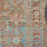 3’7 x 6’11 Classic Vintage Rug Muted Light Blue, Copper + Brown Carpet
