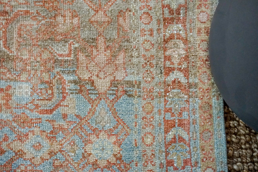 3’7 x 6’11 Classic Vintage Rug Muted Light Blue, Copper + Brown Carpet
