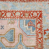 3’10 x 6’5 Classic Vintage Rug Muted Blue, Red + Pink Carpet