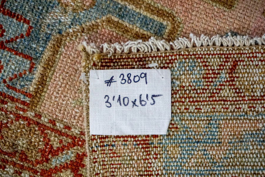 3’10 x 6’5 Classic Vintage Rug Muted Blue, Red + Pink Carpet