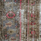 4’ x 6’7 Classic Vintage Rug Muted Gray, Mocha, Violet + Pink Carpet