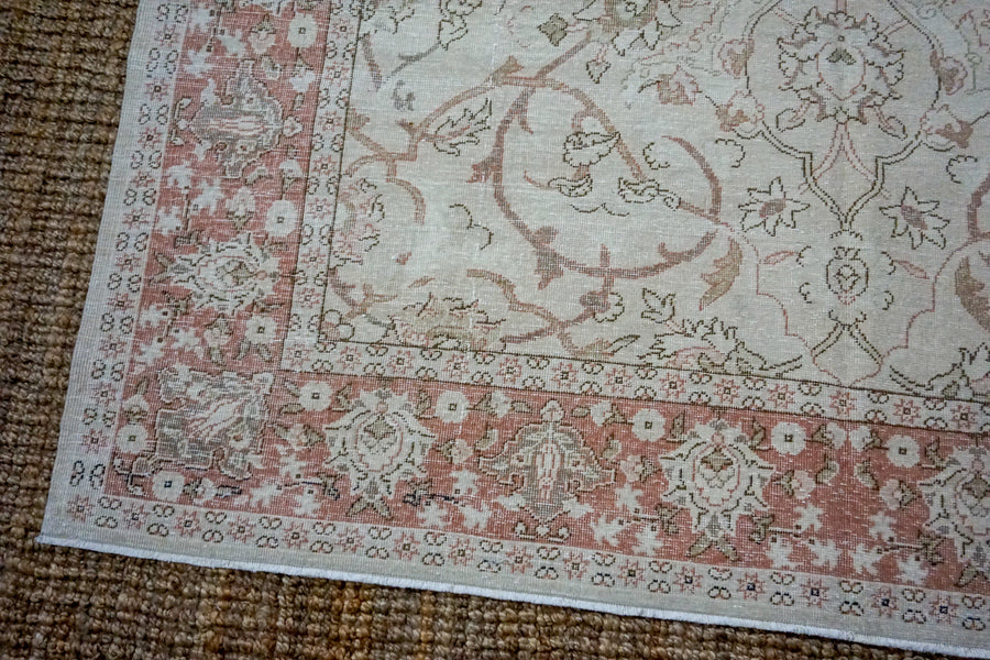 7’3 x 10’4 Vintage Oushak Rug Muted Wine, Taupe + Clay Carpet