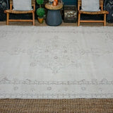7’2 x 10’8 Vintage Oushak Rug Muted Gray, Wine & Charcoal Carpet