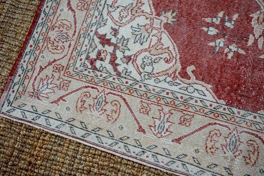 6’5 x 10’1 Vintage Oushak Rug Muted Wine, Beige + Black Carpet