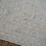 7’4 x 10’6 Vintage Oushak Rug Muted Beige & Sea Foam Green Carpet