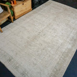 7’ x 11’6 Vintage Taspinar Rug Beige & Sage Green Angora Wool Carpet