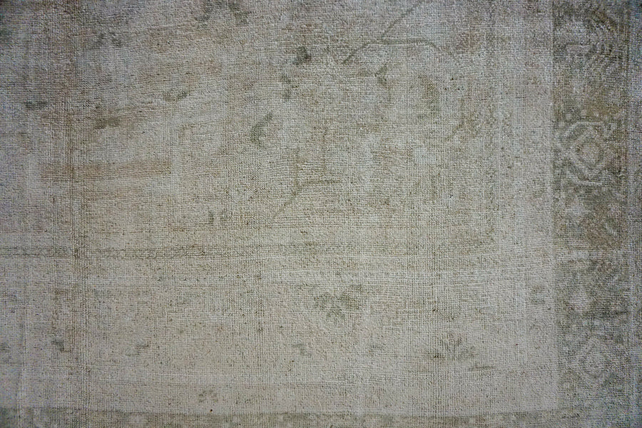 7’ x 11’6 Vintage Taspinar Rug Beige & Sage Green Angora Wool Carpet