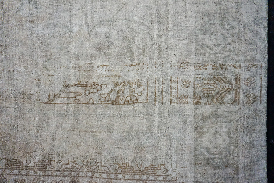 7’ x 11’6 Vintage Taspinar Rug Beige & Sage Green Angora Wool Carpet