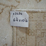 6’4 x 10’6 Vintage Oushak Rug Muted Beige + Brown Carpet SB