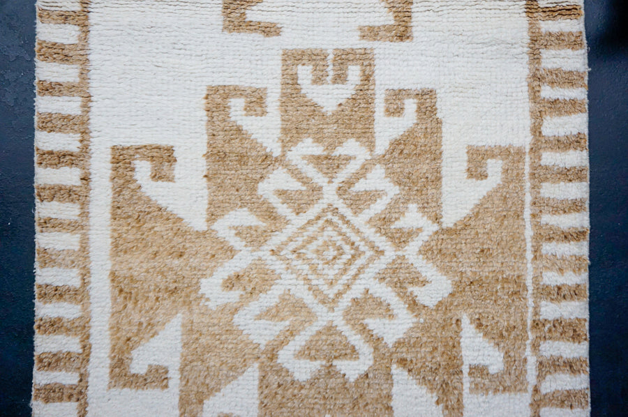 3’5 x 12’9 Vintage Herki Runner Cream & Light Warm Brown