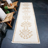 3’2 x 11’3 Vintage Herki Runner Cream & Light Brown