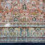 10’7 x 18’ Classic Antique Rug Muted Warm Red, Denim Blue and Black