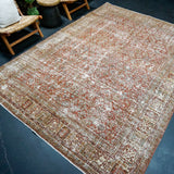 7’4 x 10’4 Classic Vintage Rug Muted Red, Gray, Brown & Cream
