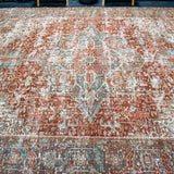 10’9 x 13’7 Classic Heriz Vintage Rug Muted Red, Gray-Blue, Brown & Bone '5117