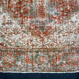 10’9 x 13’7 Classic Heriz Vintage Rug Muted Red, Gray-Blue, Brown & Bone '5117