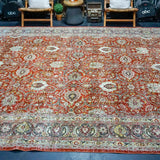 10’ x 13’8 Classic Vintage Rug, Bittersweet, Blue and Green 60’s Carpet