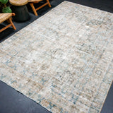 7’ x 10’ Classic Vintage Hamadan Taupe, Turquoise & Sea Foam Green '5103