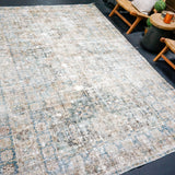 7’ x 10’ Classic Vintage Hamadan Taupe, Turquoise & Sea Foam Green '5103