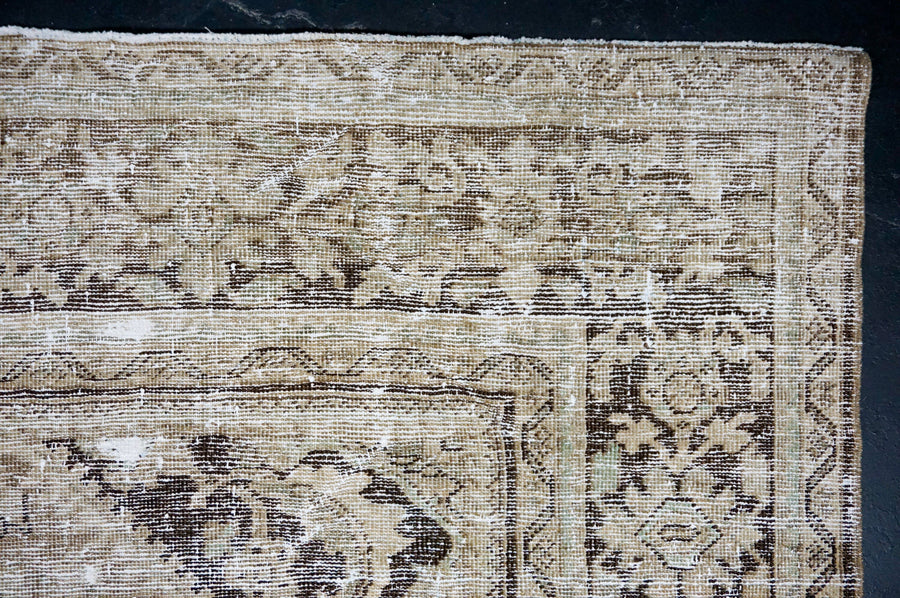 9’2 x 12’ Classic Vintage Sultanabad Gray Beige, Brown & Green