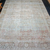 10’4 x 14’2 Classic Vintage Rug Muted Denim, Terra Cotta + Bronze 50’s Carpet SB '3875