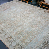 10’4 x 14’2 Classic Vintage Rug Muted Denim, Terra Cotta + Bronze 50’s Carpet SB '3875