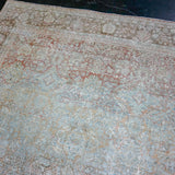 10’4 x 14’2 Classic Vintage Rug Muted Denim, Terra Cotta + Bronze 50’s Carpet SB '3875