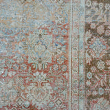 10’4 x 14’2 Classic Vintage Rug Muted Denim, Terra Cotta + Bronze 50’s Carpet SB '3875