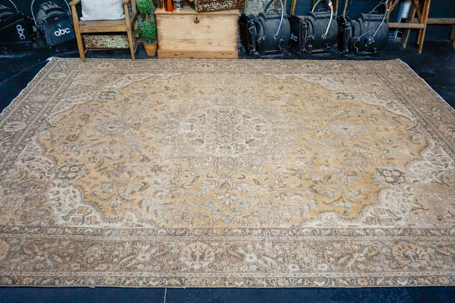 9’6 x 12’5 Vintage Carpet Muted Copper, Beige and Brown