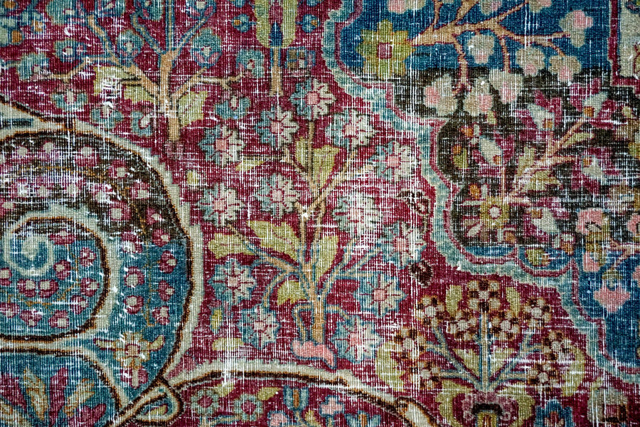 10’ x 13’2 Classic Vintage Rug Muted Purple, Blue + Green 50’s Carpet